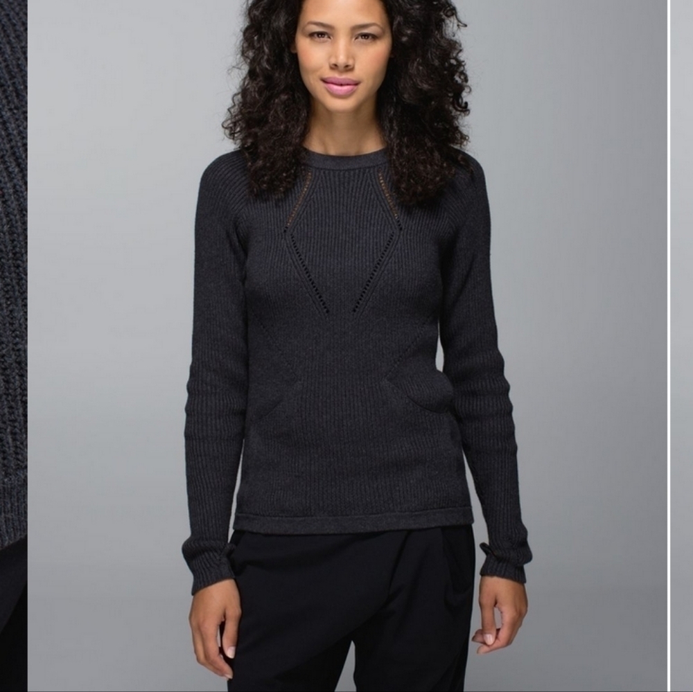 Lululemon The Sweater The Better Heathered Black 4 - Picture 2 of 7